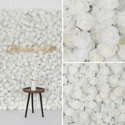 Uflower Artificial White Flower Wall Wedding Backdrop Decor