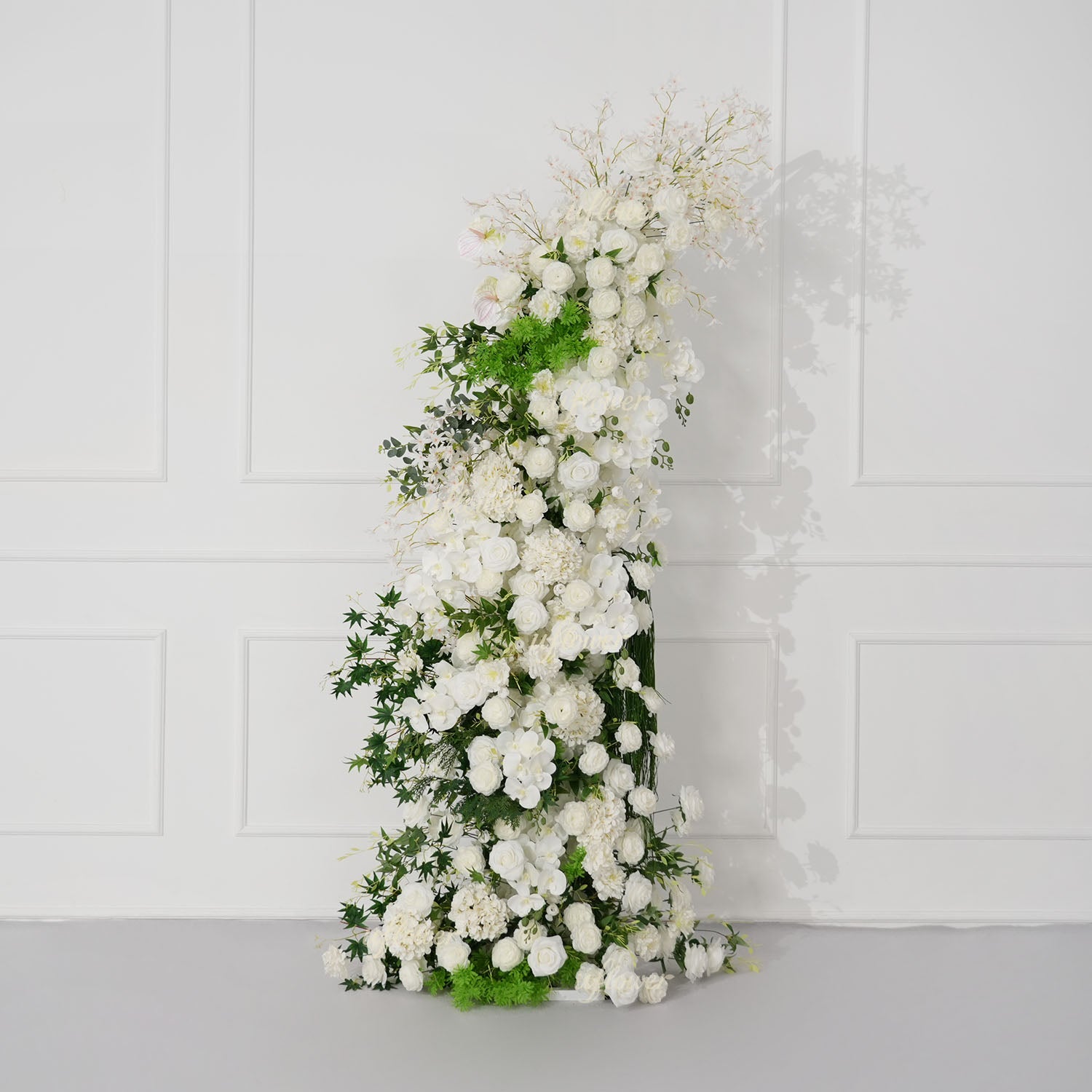 Uflower White Floral Greenery Horn Arch Wedding Party Backdrop Decor