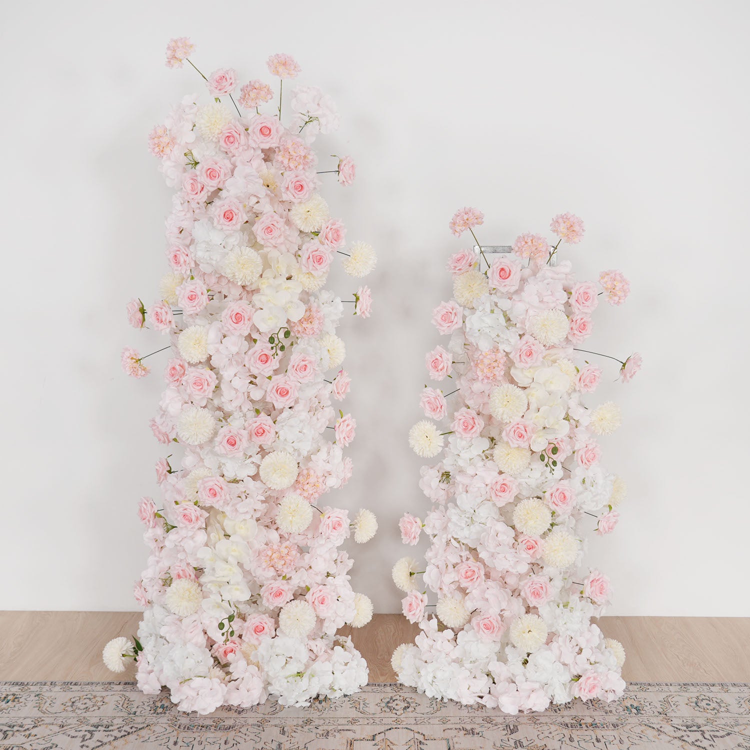 Uflower Pink Rose Orchid Pompoms Wedding Background Arch KT Board Decorative Flower