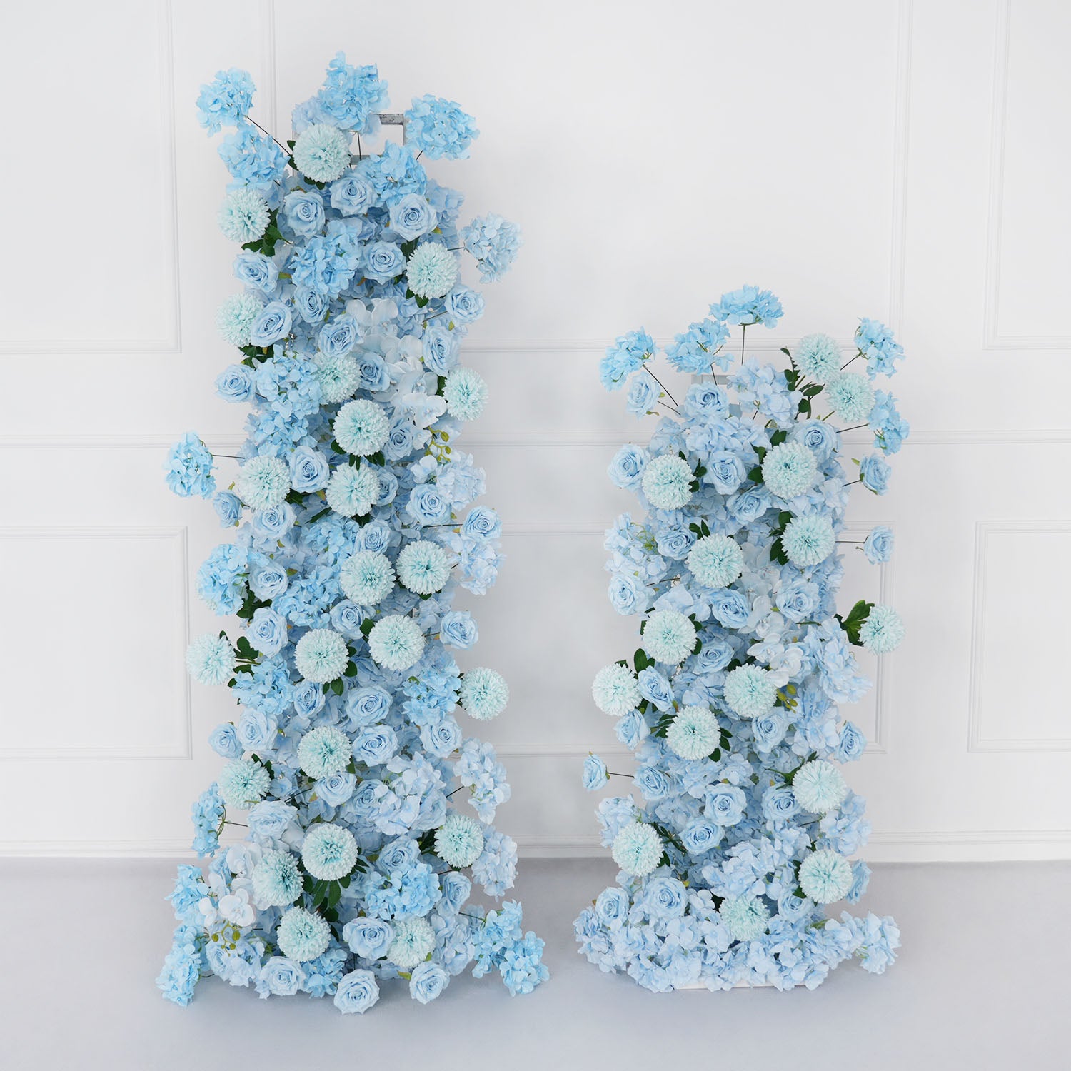 Uflower Blue Rose Orchid Pompoms Wedding Background Arch KT Board Decorative Flower