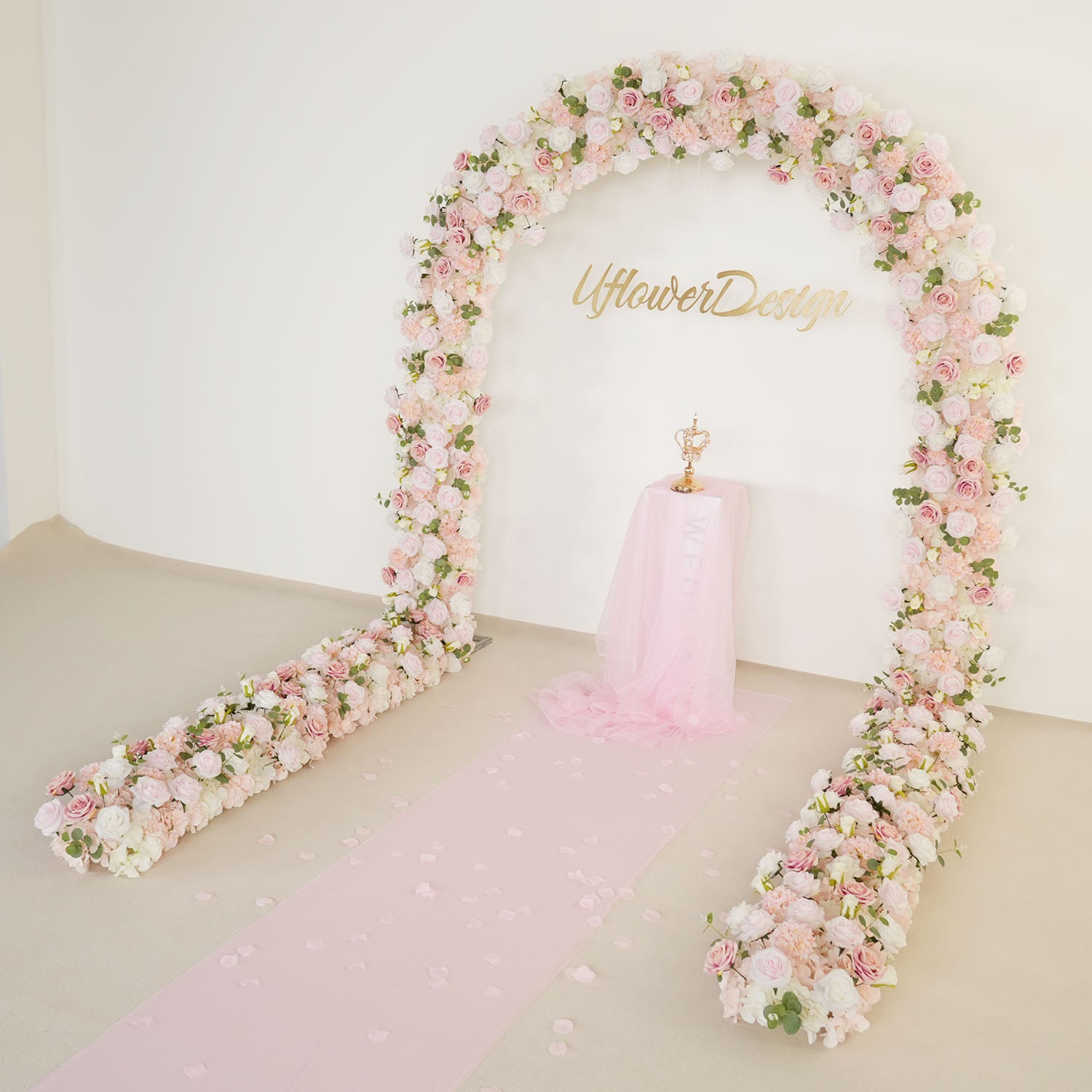 Uflower Pink Series Wedding Backdrop Arch Decor Floral Arrangement