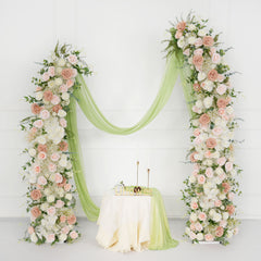 White 5D Horn Arch Flower Wedding Decor SET