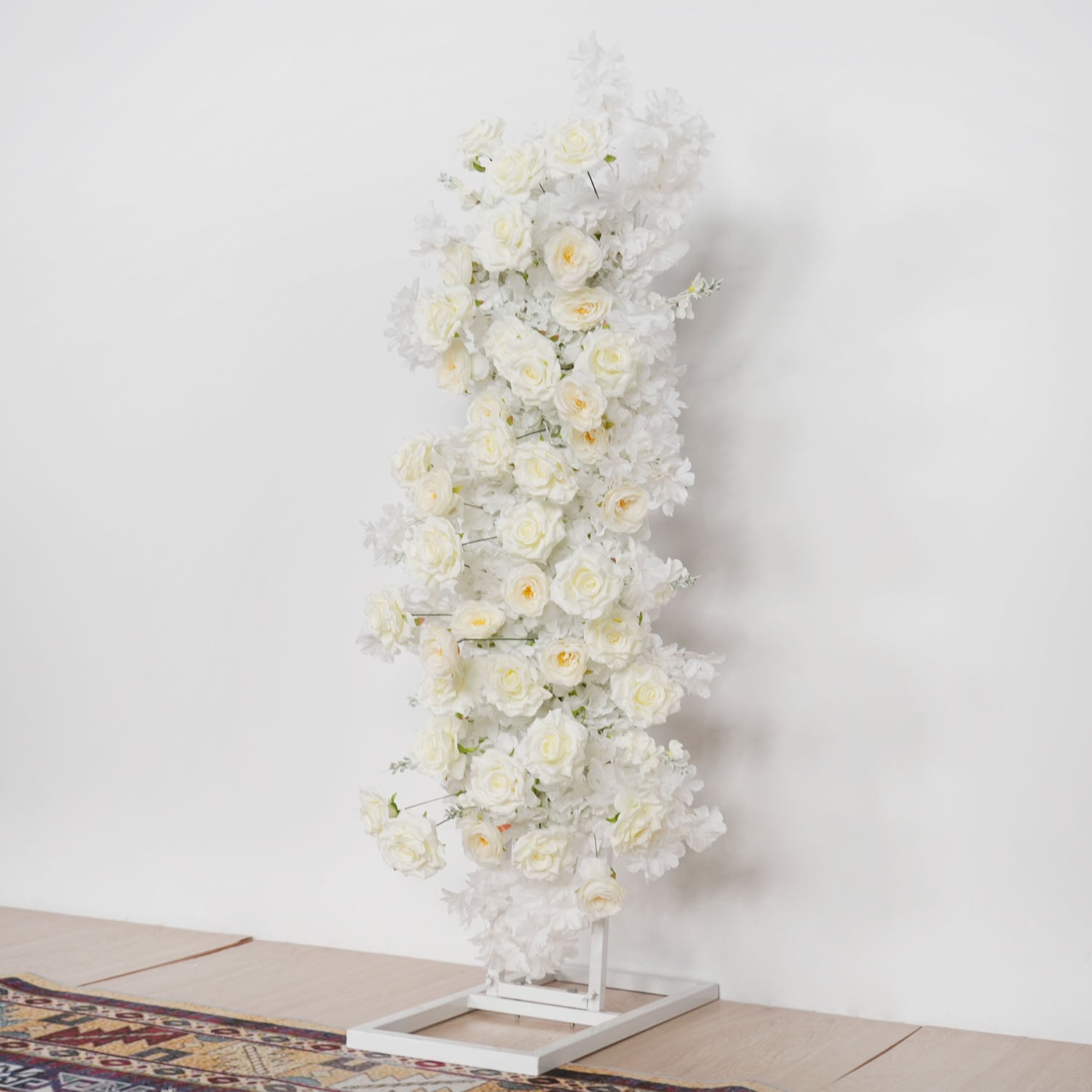 Uflower White Rose Wedding Background Arch KT Board Decoration Flower Arrangement
