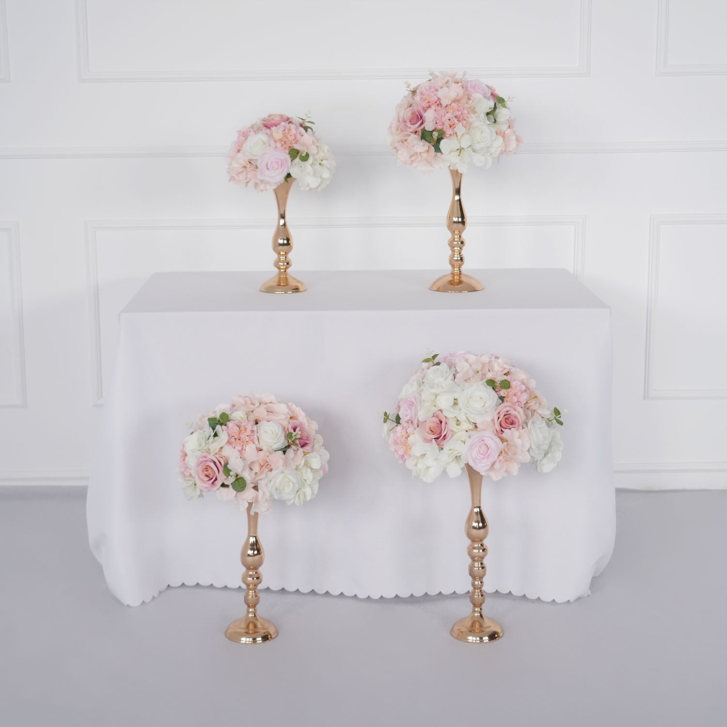 Uflower Pink Table Centerpiece Floral Ball Wedding Table Decoration