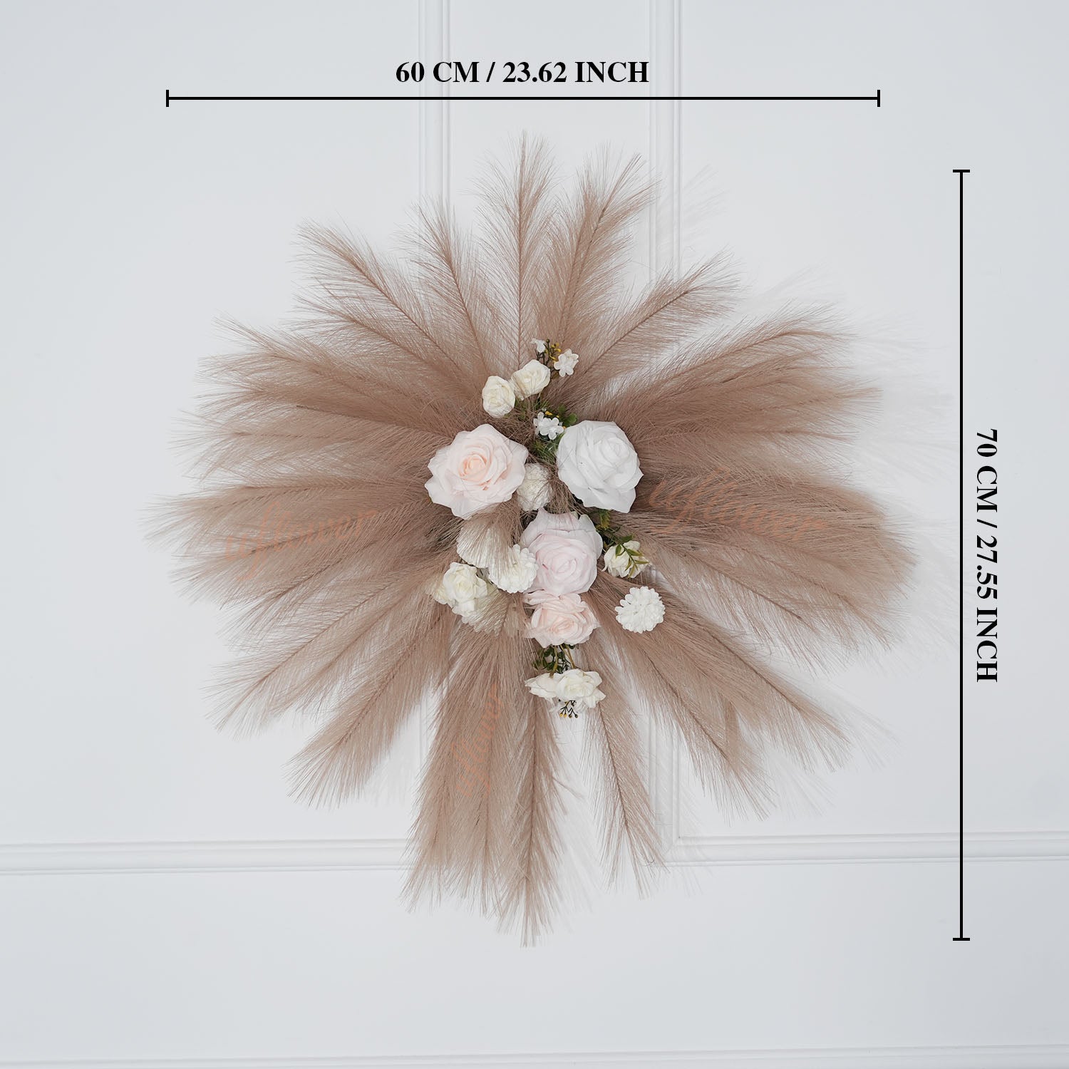 Uflower Pampas Grass Rose Wedding Floral Arrangement KT Backdrop Decor