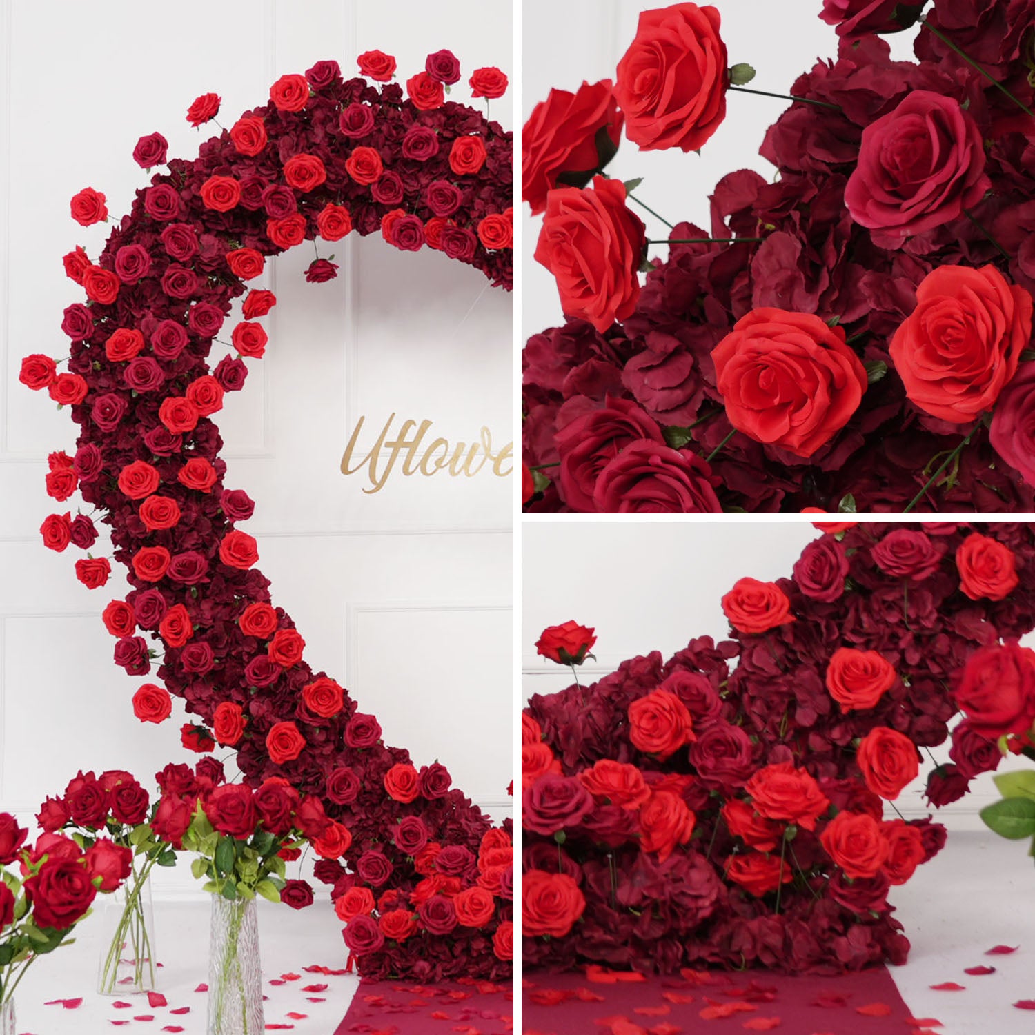 2*2m Rose Red Flower Wall Wedding Decor