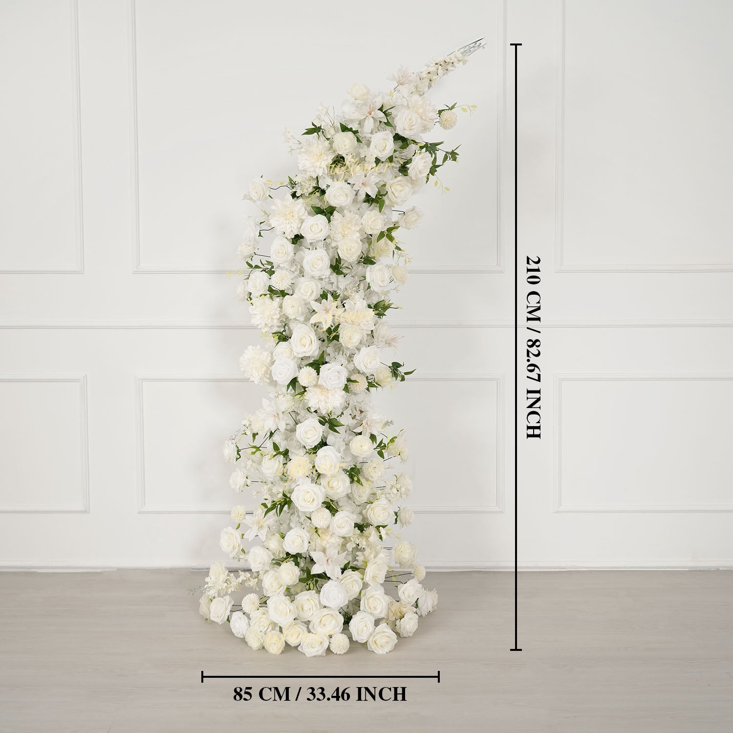 Uflower White Dahlia Floral Horn Arch Wedding Party Backdrop Decor