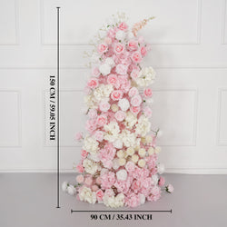Uflower Artificial Pink White Wedding KT Backdrop Flower Row Decor