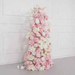 Uflower Artificial Pink White Wedding KT Backdrop Flower Row Decor