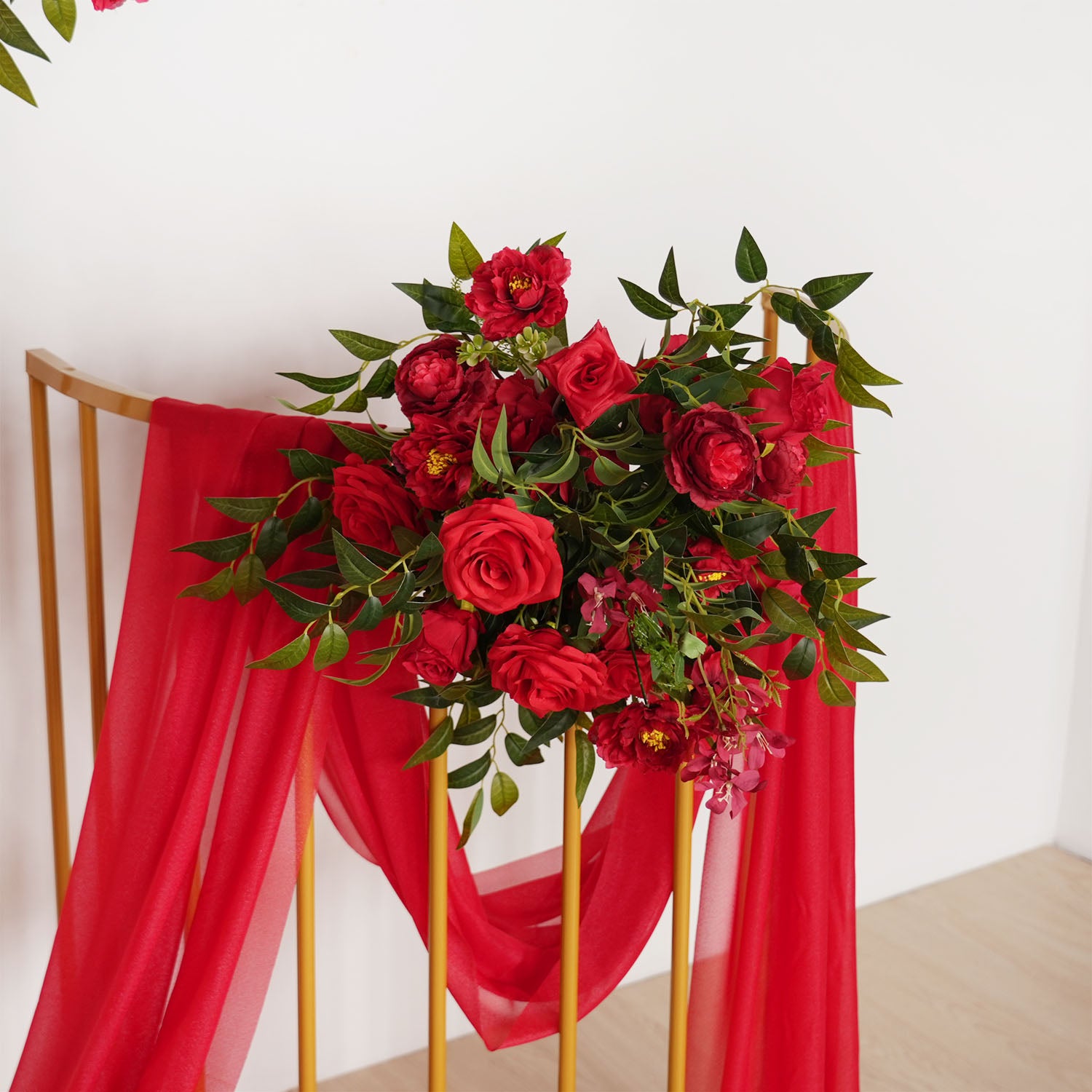 Artificial Red Wedding KT Backdrop Flower Decor