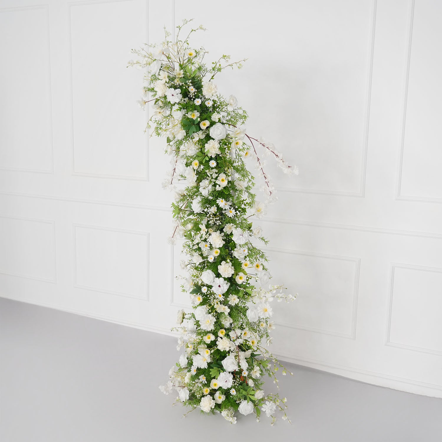 Uflower Green White Floral Horn Arch Wedding Party Backdrop Decor