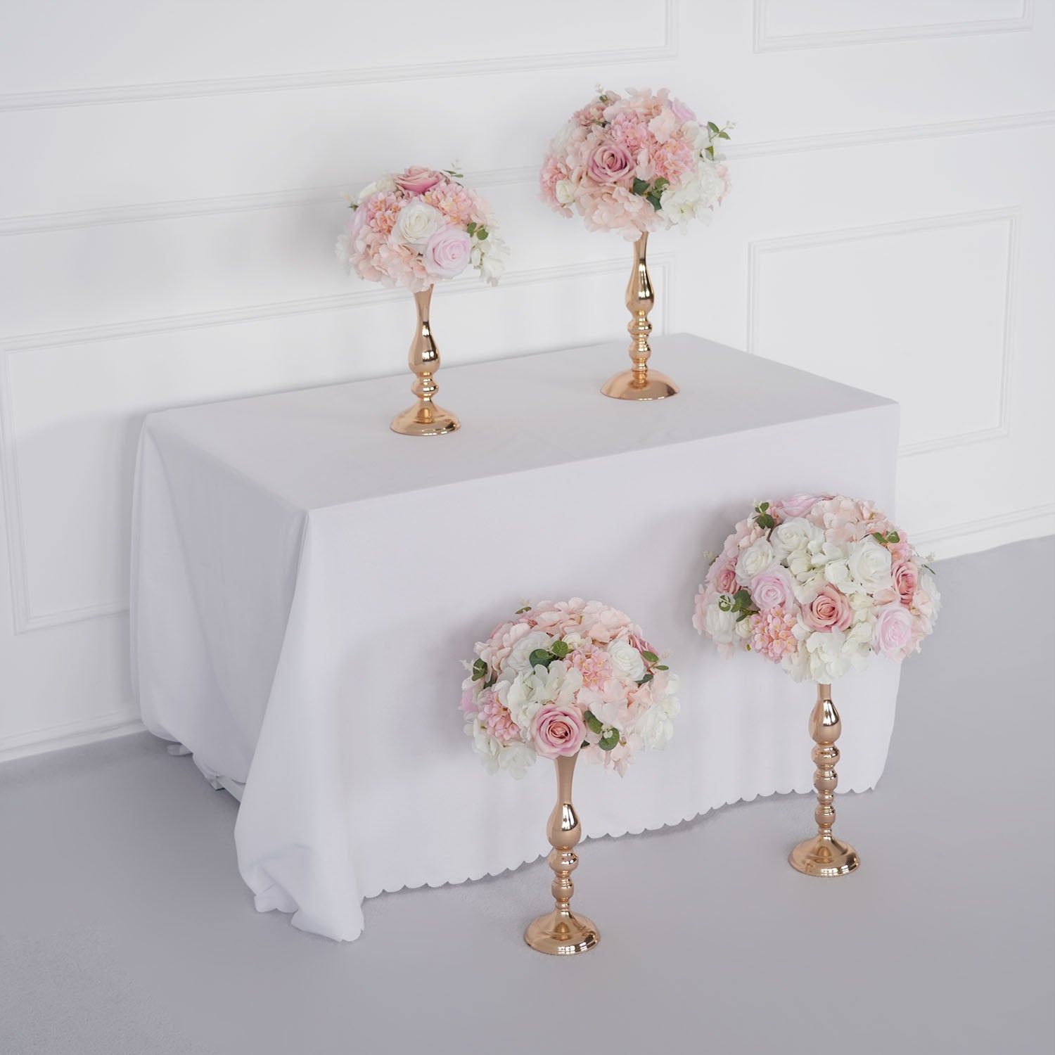 Uflower Pink Table Centerpiece Floral Ball Wedding Table Decoration