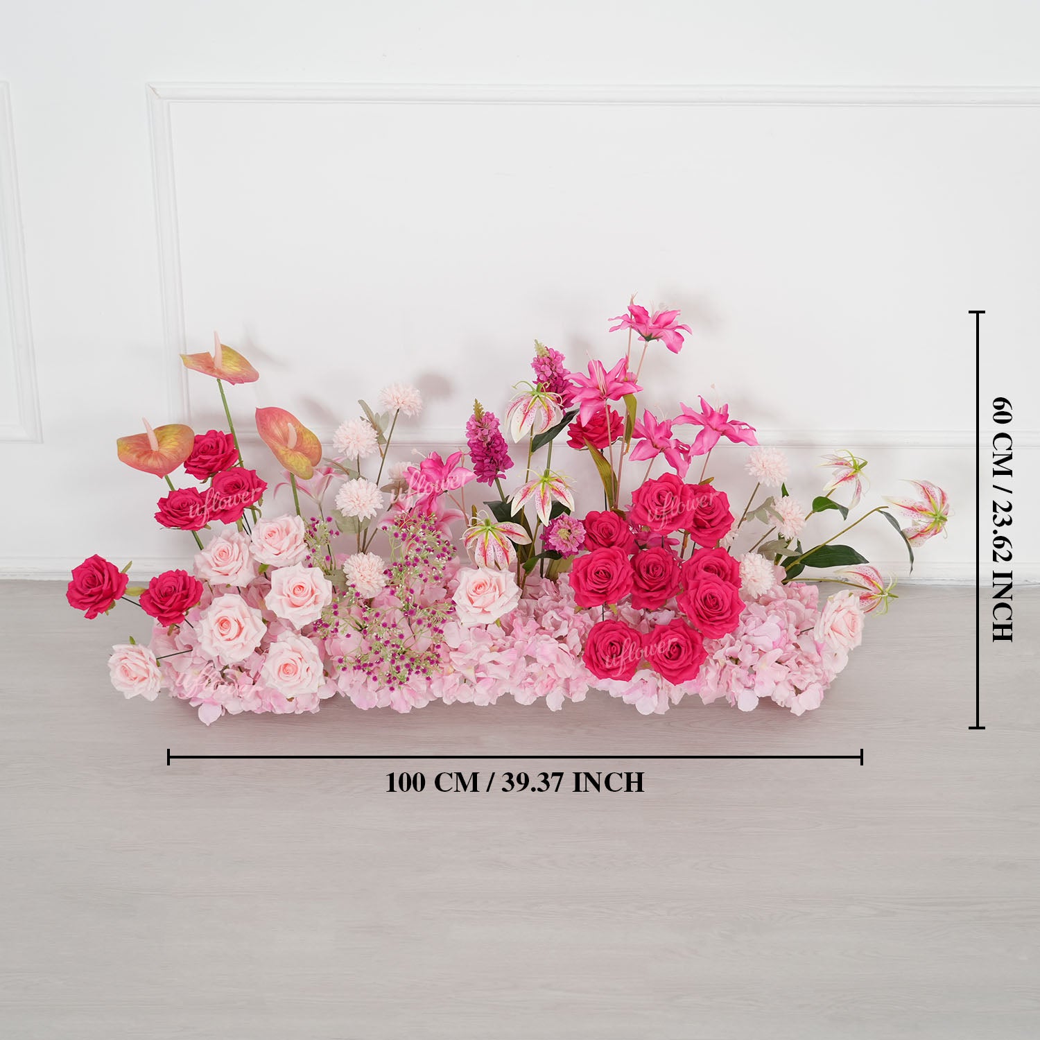 Uflower Rose Pink Floral Arrangement Wedding Backdrop Floral Props