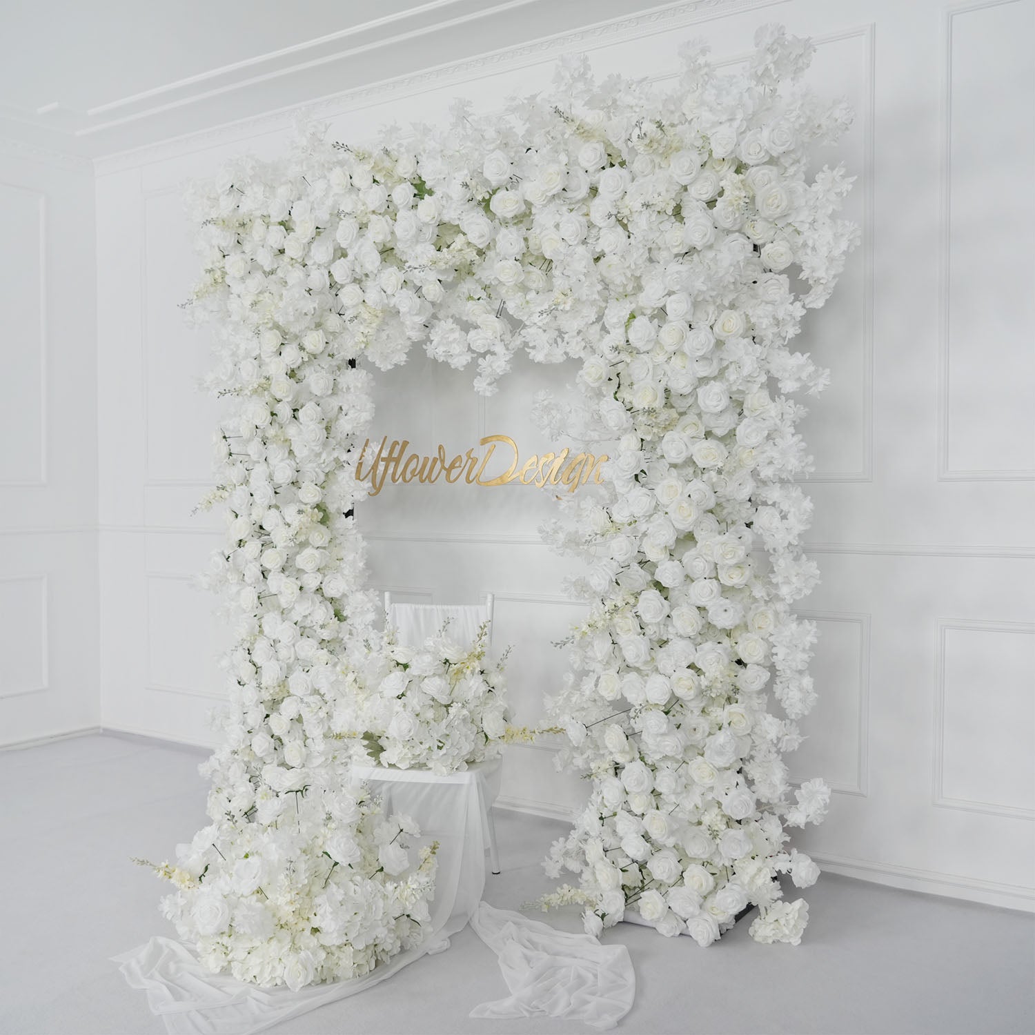 Artificial White Rose Flower Arrangement Wedding Backdrop Decor Props