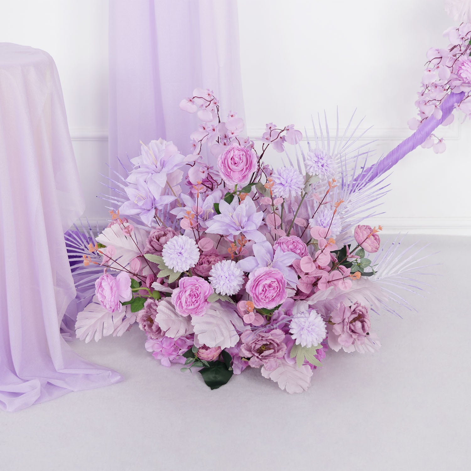 Artificial Purple Wedding KT Backdrop Flower Row Decor