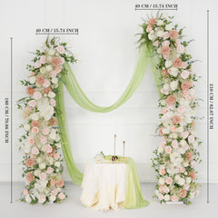 White 5D Horn Arch Flower Wedding Decor SET