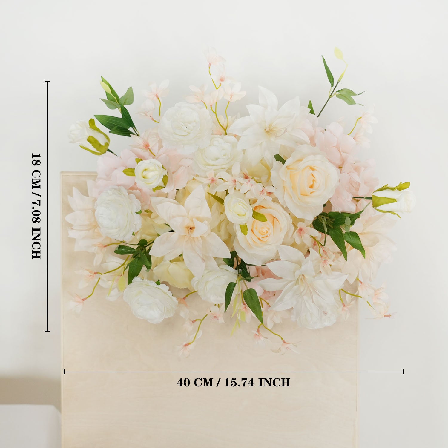 Uflower Artificial White Pink Wedding KT Backdrop Flower Row Decor