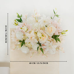 Uflower Artificial White Pink Wedding KT Backdrop Flower Row Decor