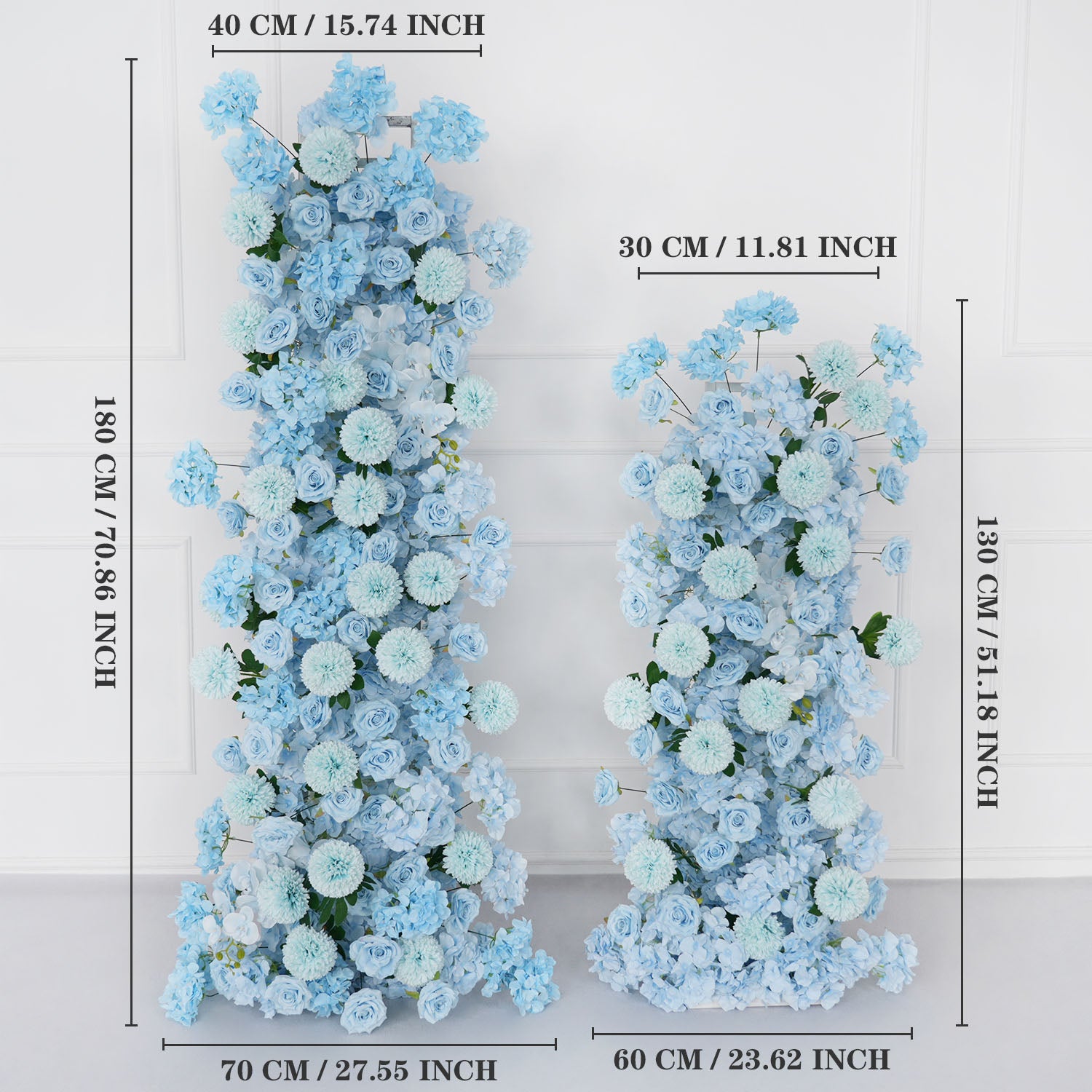 Uflower Blue Rose Orchid Pompoms Wedding Background Arch KT Board Decorative Flower