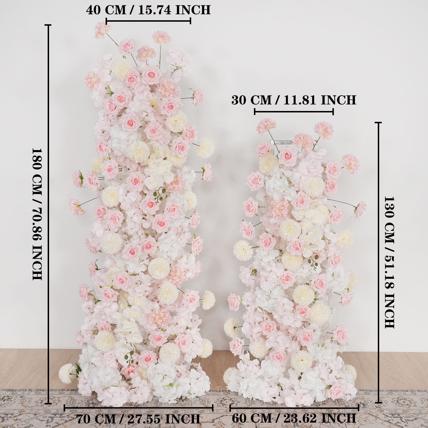 Uflower Pink Rose Orchid Pompoms Wedding Background Arch KT Board Decorative Flower