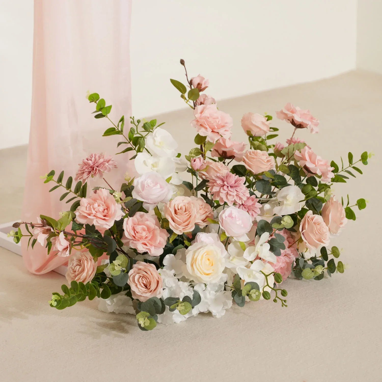 Uflower Wedding Backdrop Pink Rose Green Leaf Floral Arrangement SET80128 - Uflower