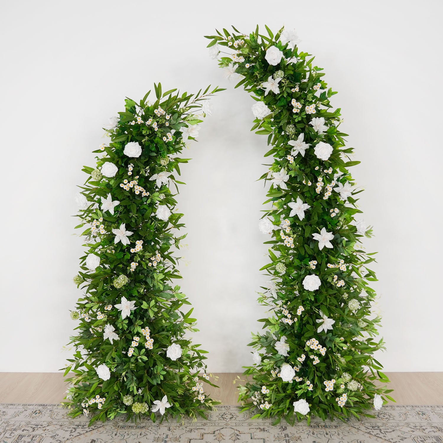 Uflower Outdoor Wedding Backdrop Horn Arch Decor Green Leaves Floral Arrangement