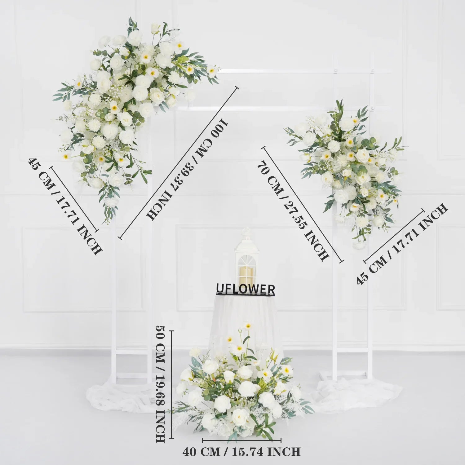 Artificial White Green Wedding KT Backdrop Flower Row Decor - Uflower