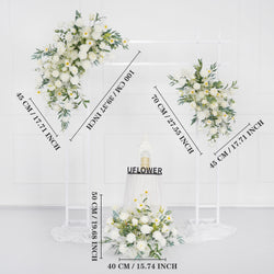 Artificial White Green Wedding KT Backdrop Flower Row Decor