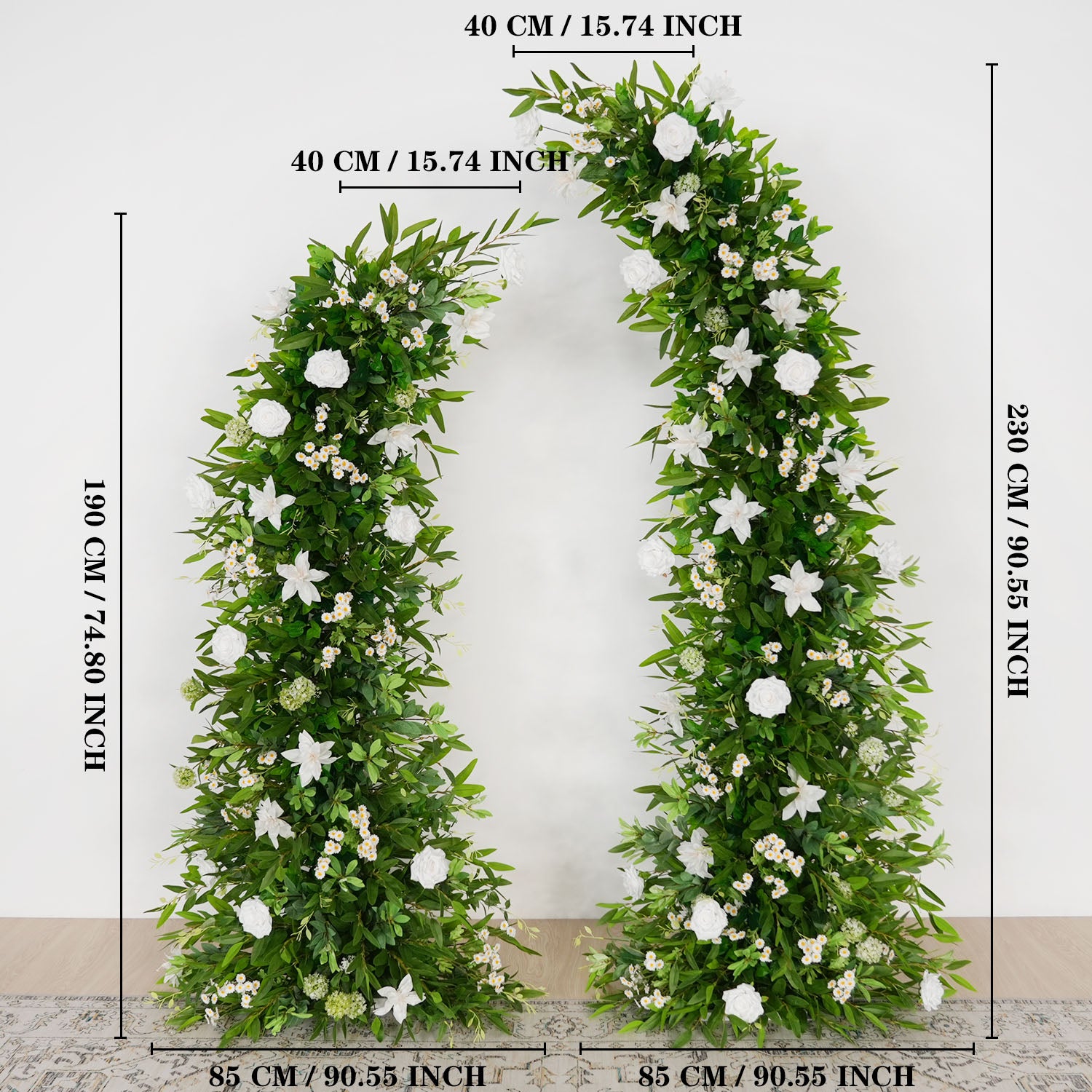 Uflower Outdoor Wedding Backdrop Horn Arch Decor Green Leaves Floral Arrangement