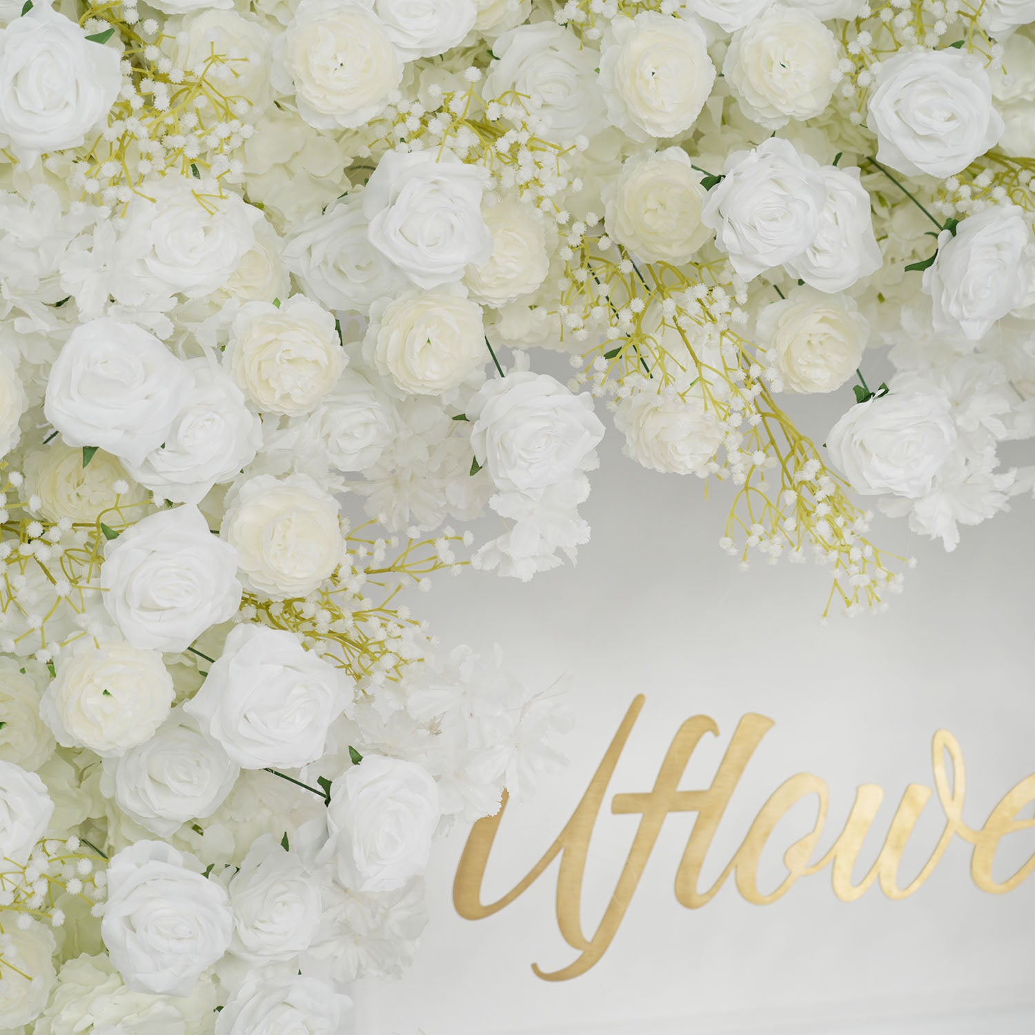 White Baby breath Rose Wedding Backdrop Arch Decor