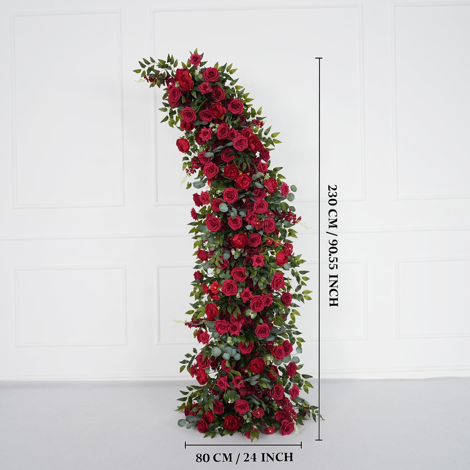 Uflower Red Rose Floral Arch Wedding Backdrop Decor