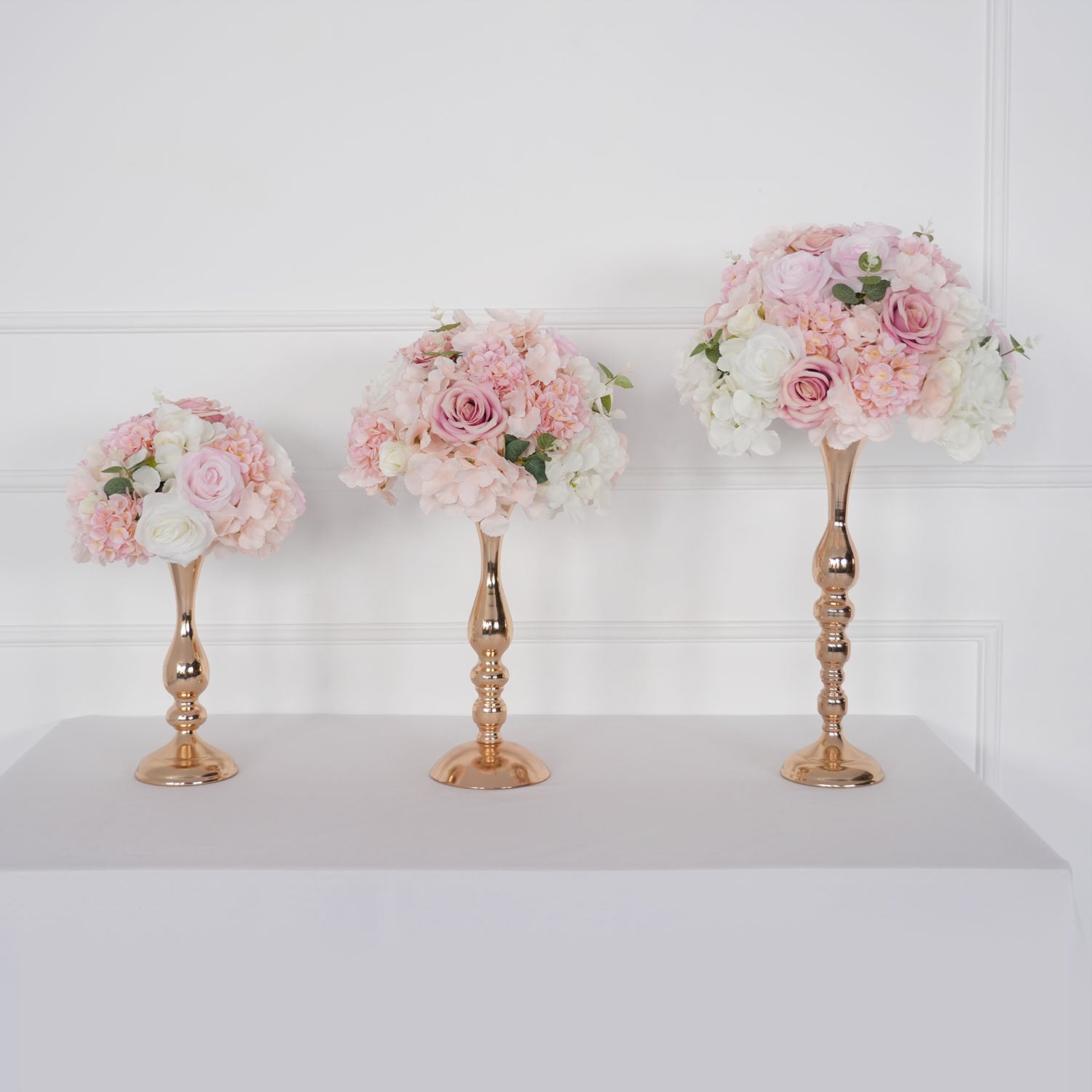 Uflower Pink Table Centerpiece Floral Ball Wedding Table Decoration