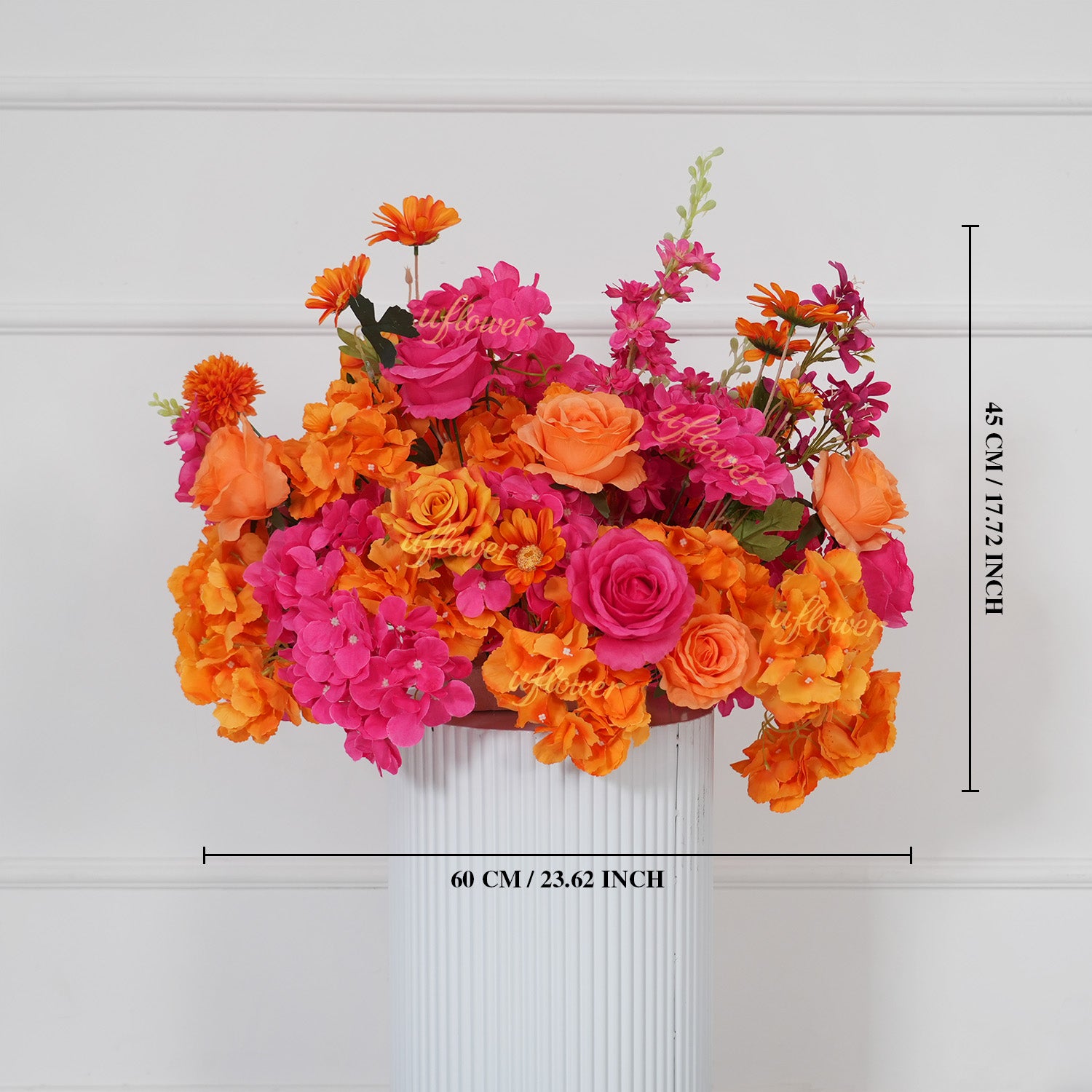 Uflower Rose Red Orange Flower Wedding Backdrop Arch Floral Arrangement