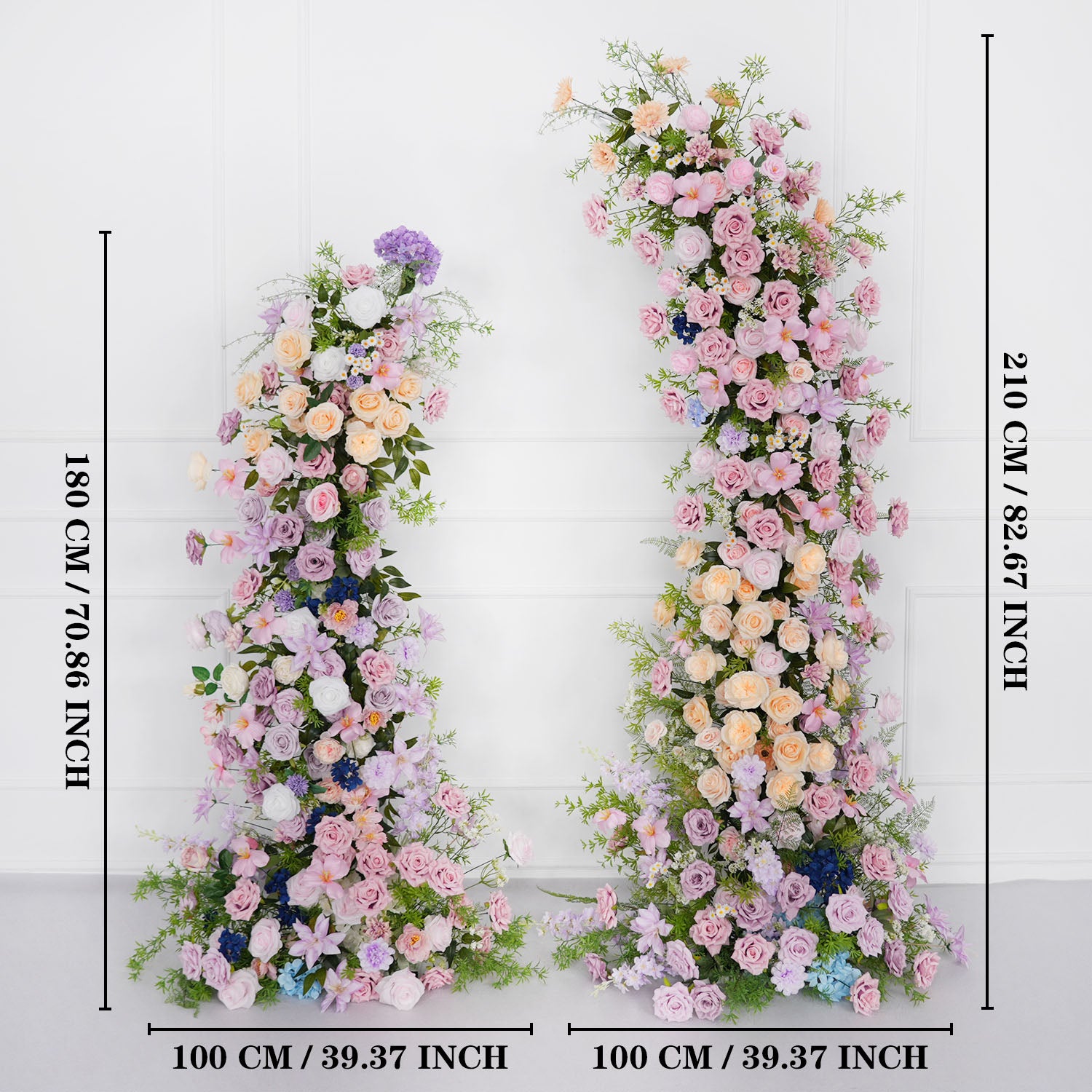 Uflower Pink Purple Rose Floral Arch Wedding Backdrop Decor