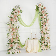 White 5D Horn Arch Flower Wedding Decor SET