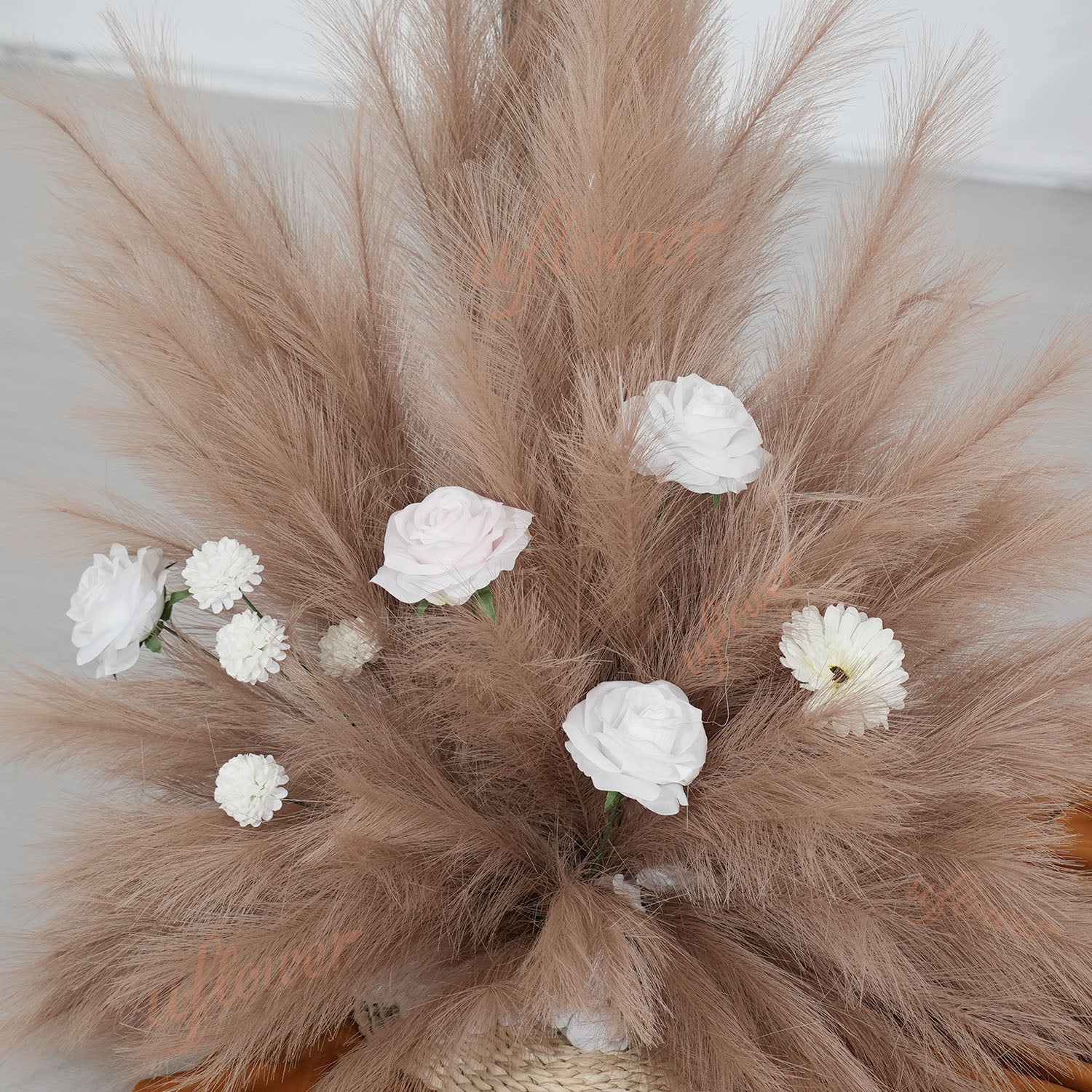 Uflower Pampas Grass Rose Wedding Floral Arrangement KT Backdrop Decor