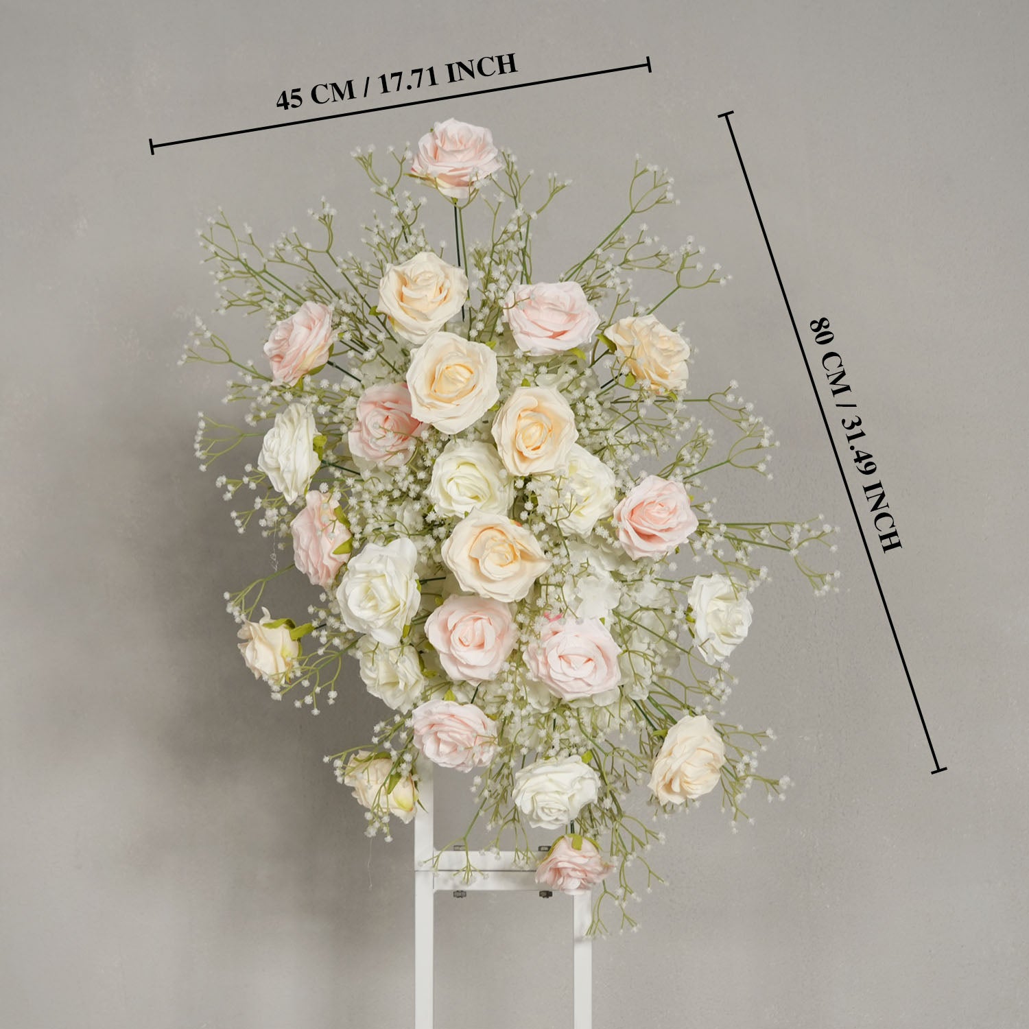 Uflower Champagne White Babysbreath Rose Arrangement Wedding KT Backdrop Decor