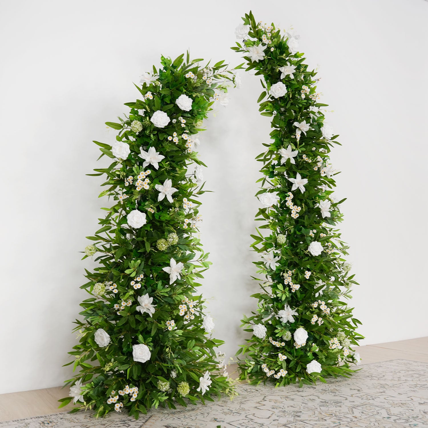 Uflower Outdoor Wedding Backdrop Horn Arch Decor Green Leaves Floral Arrangement