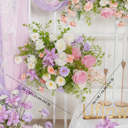 Uflower Artificial Purple Pink Wedding KT Backdrop Flower Row Decor