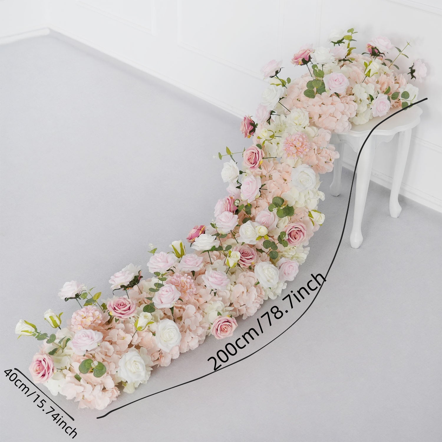 Uflower Wedding Backdrop Decor Flower Row Table Runner