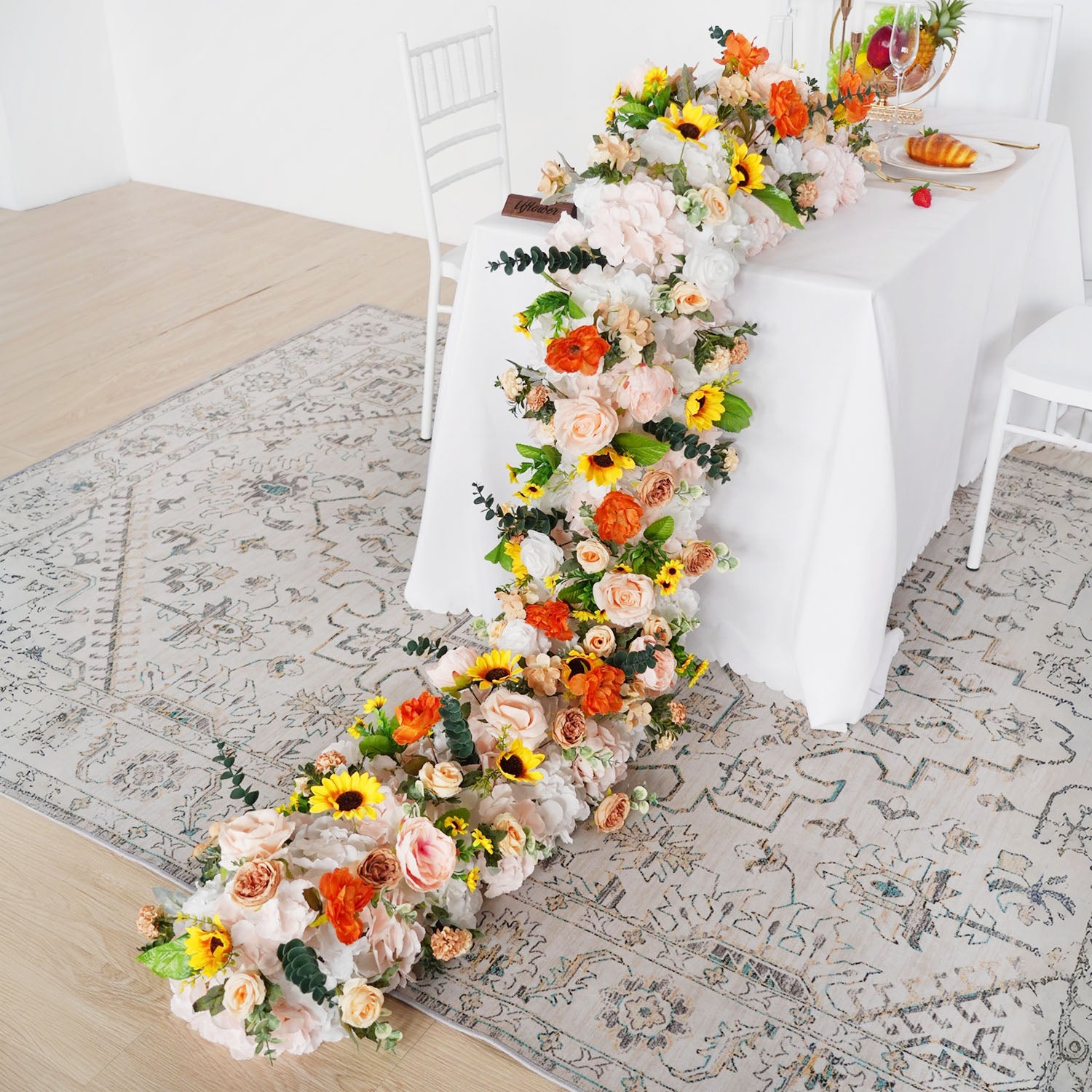 Uflower Artificial Flower Row Sofa Table Runner Floor Flower Arrangement