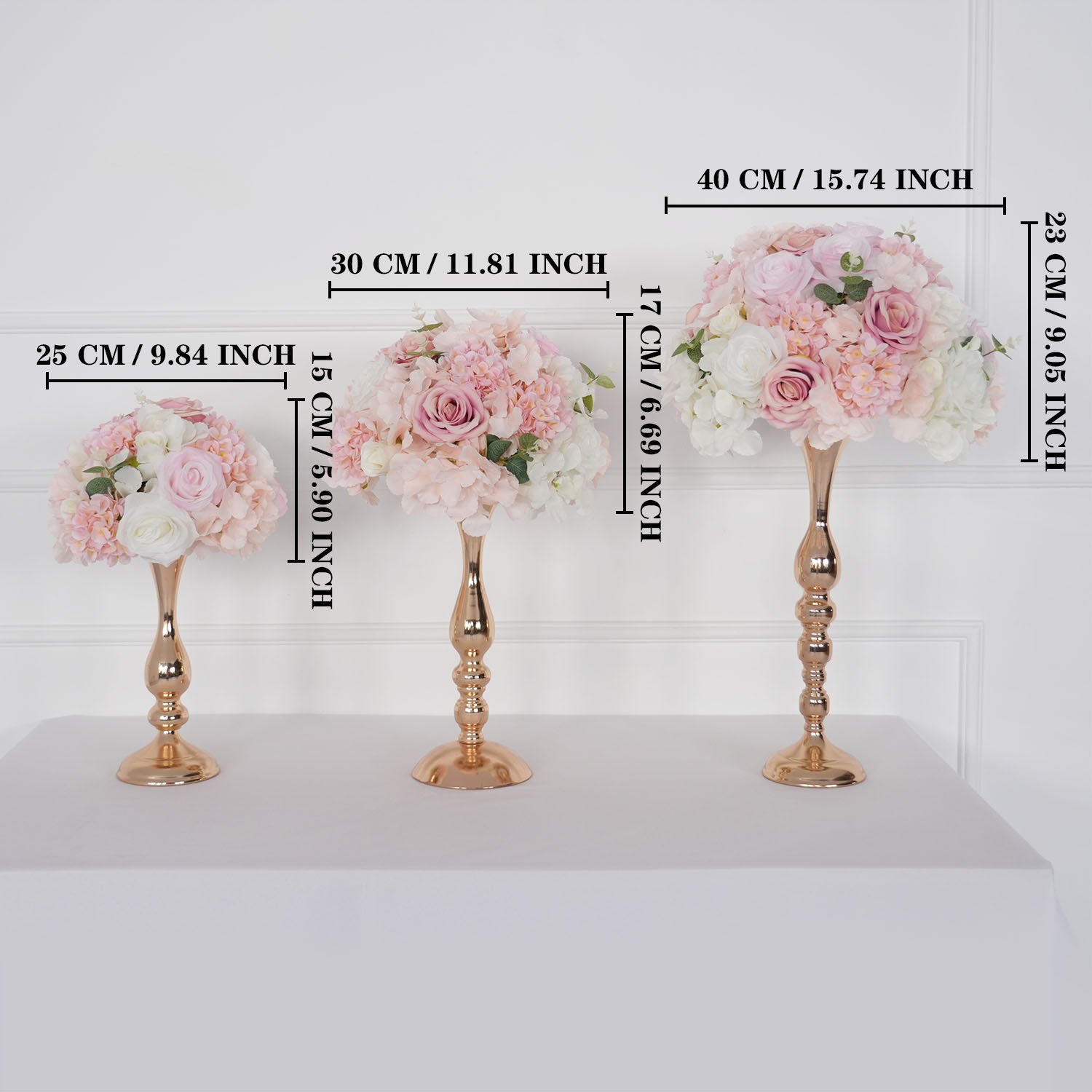 Uflower Pink Table Centerpiece Floral Ball Wedding Table Decoration