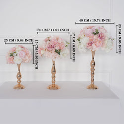 Uflower Pink Table Centerpiece Floral Ball Wedding Table Decoration