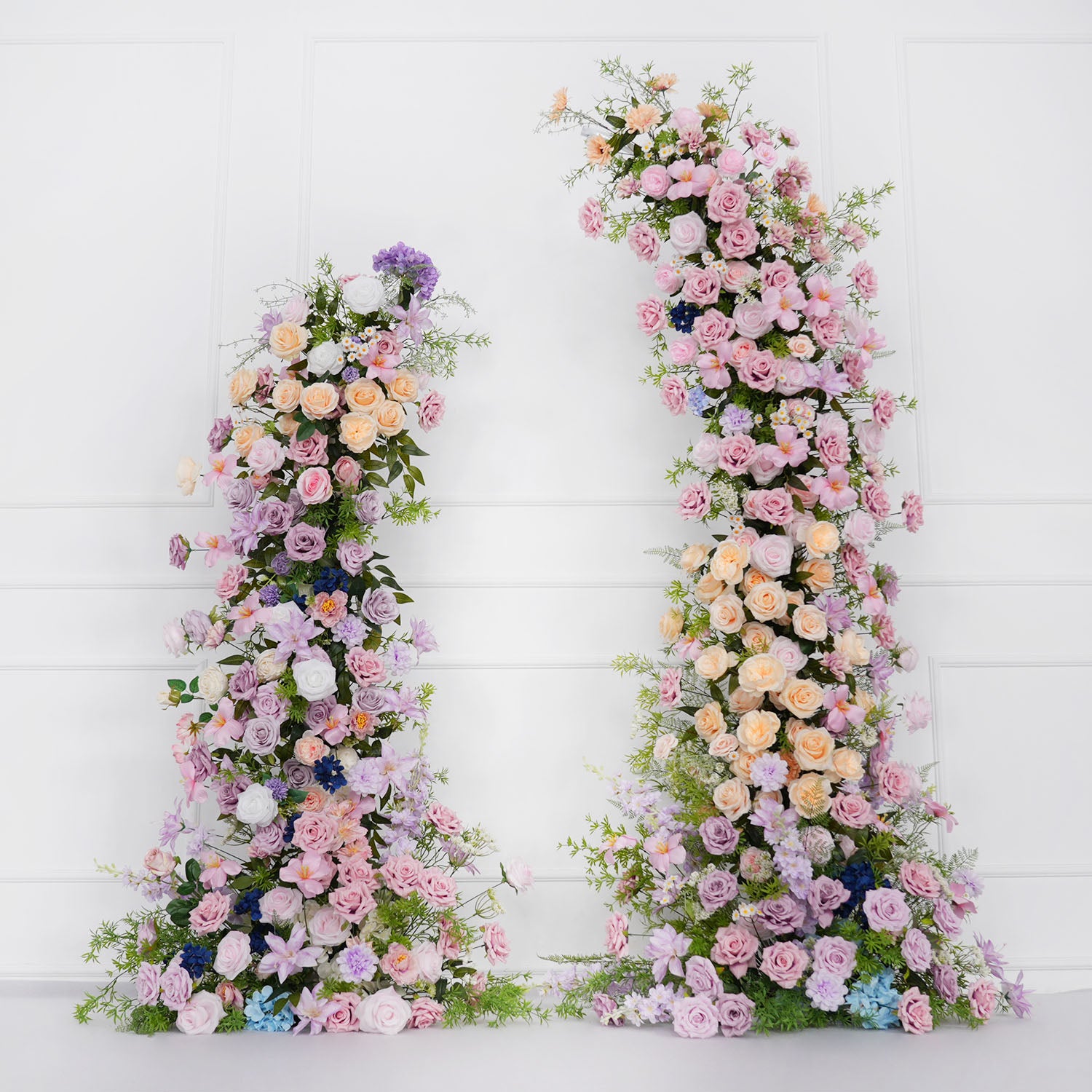 Uflower Pink Purple Rose Floral Arch Wedding Backdrop Decor