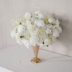 Uflower White Rose Baby's Breath Flower Ball For Table Centerpieces