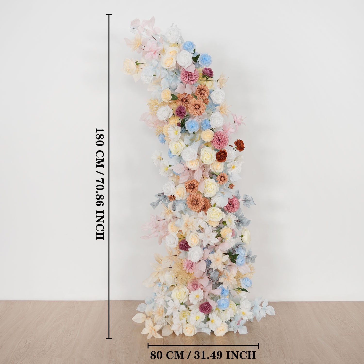 Uflower Pink Blue Champagne Horn Arch Decor Wedding Backdrop Floral Ball Arrangement