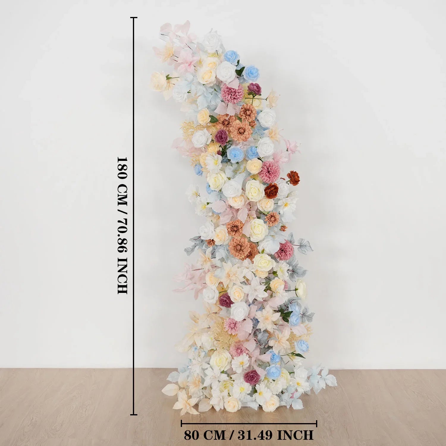 Uflower Pink Blue Champagne Horn Arch Decor Wedding Backdrop Floral Ball Arrangement - Uflower