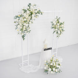 Artificial White Green Wedding KT Backdrop Flower Row Decor