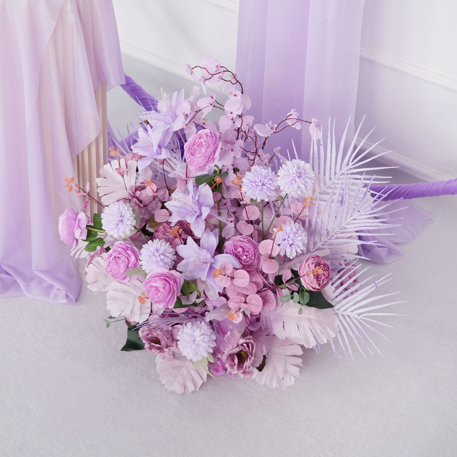 Artificial Purple Wedding KT Backdrop Flower Row Decor