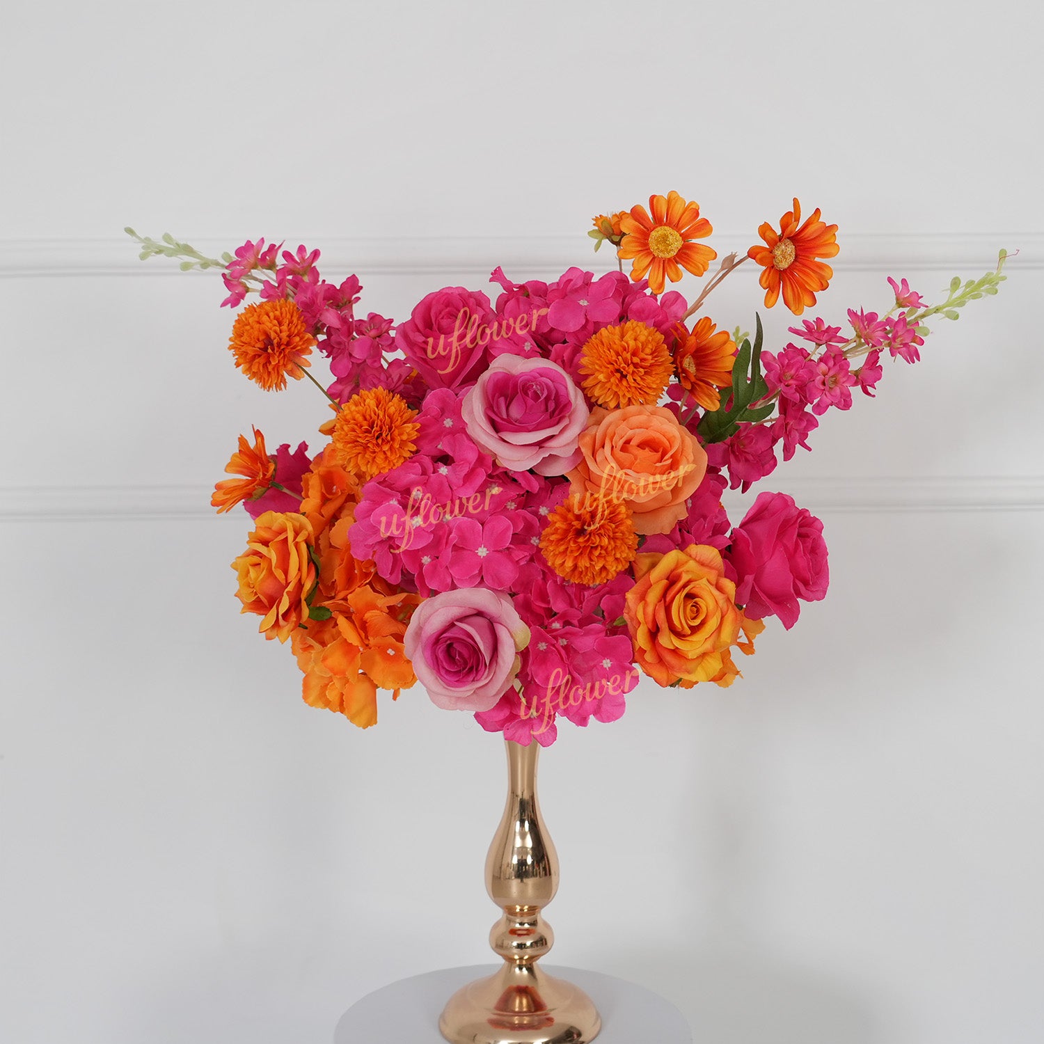 Uflower Rose Red Orange Flower Wedding Backdrop Arch Floral Arrangement